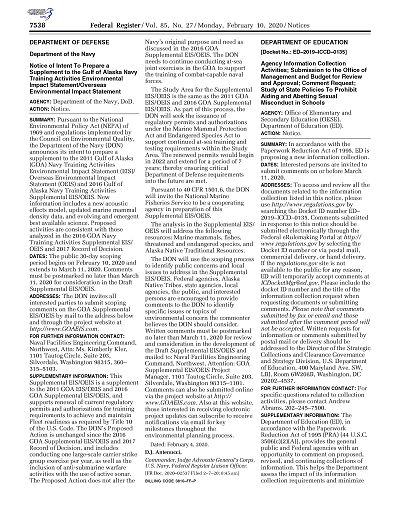 Federal Register Notice of Intent (FR Doc. 2020-02537) 
